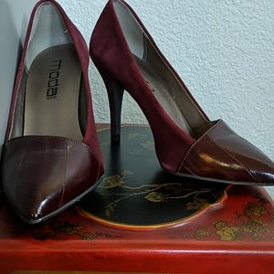 Moda Burgundy Mixed Media Patsy Pumps
